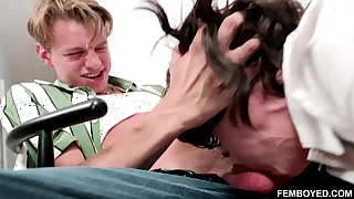 What a great scene! Leo Louis and his massive cock fucking Tootsy's femboy ass against a chair and a study table is almost oo fucking HOT!